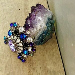 Dazzling Crystal Brooch with Purple and Blue Accents